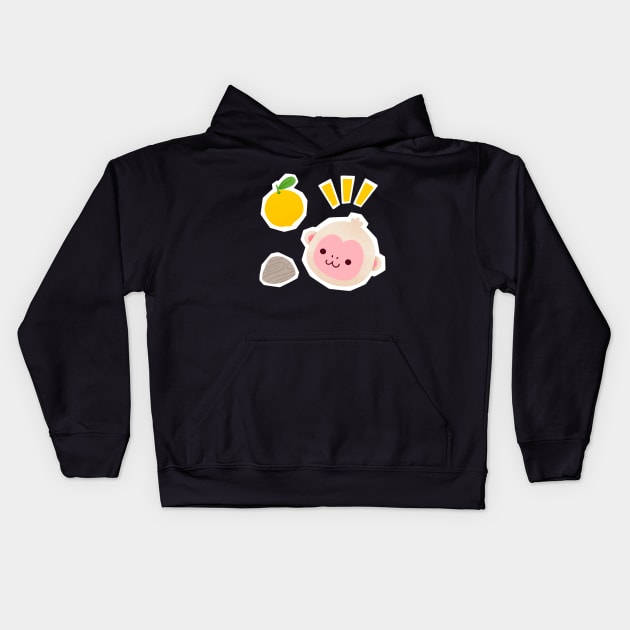 Kyoto Mountain Monkey Kids Hoodie by Nina.spicy.illustration